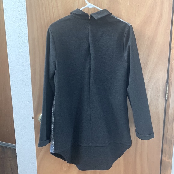 Suzanne Betro Dark Gray White Plaid Tunic Top Shirt Dress - Picture 2 of 3